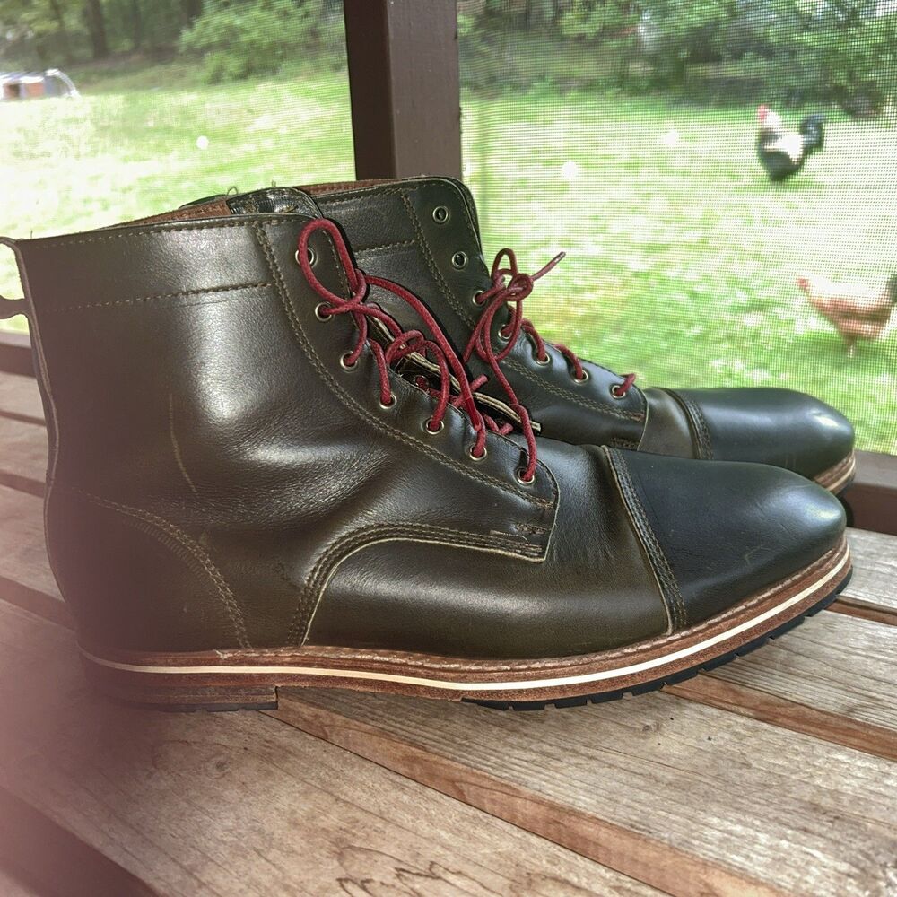 Helm Marion Boots Olive  - Rare - Size 16D-Made In The USA